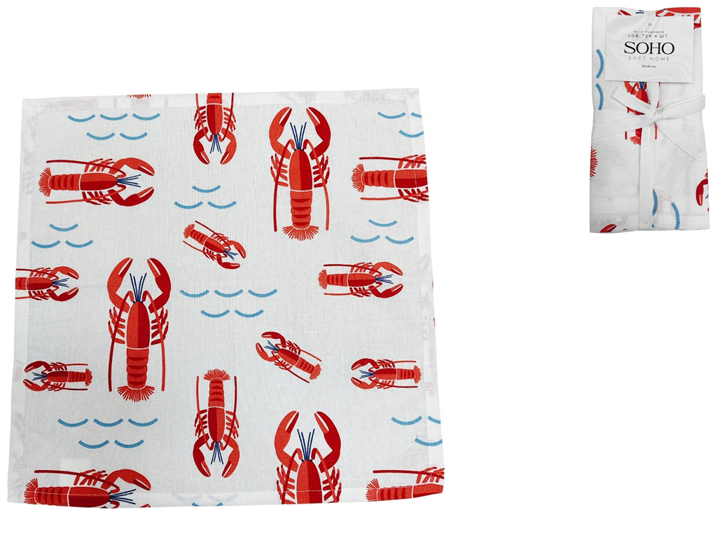 Набор полотенец Soho Lobster, 40х40см, хлопок 100% (цена за набор 4шт) 8900070537401