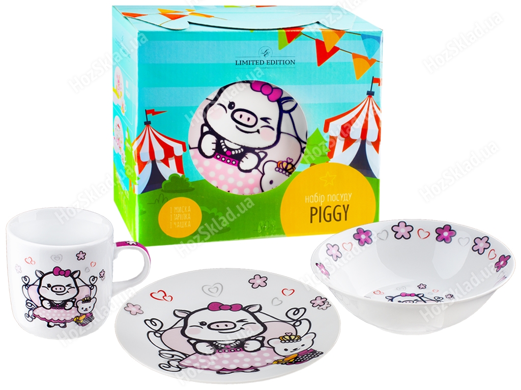 Набір посуду дитячого порцелянового Limited Edition Sweety 3 предм. (чашка, тарілка, супник) 04270