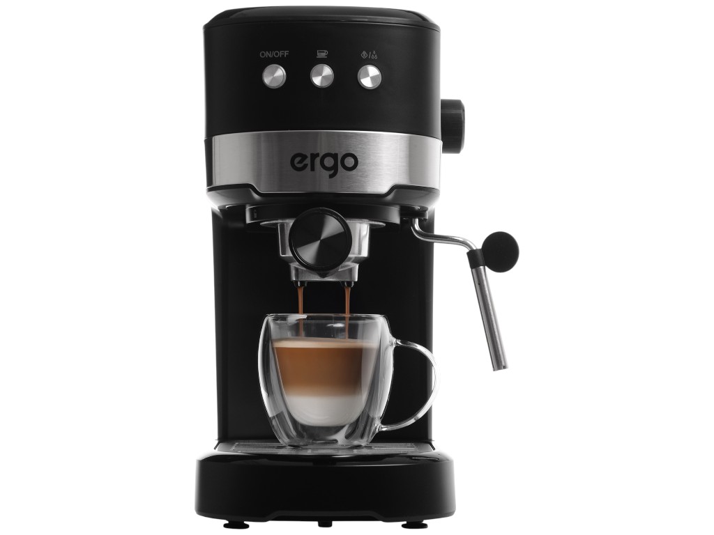 Кофеварка эспрессо Ergo, рожковая, для молотого кофе, мерная ложка-темпер, 1,2л, цвет черный