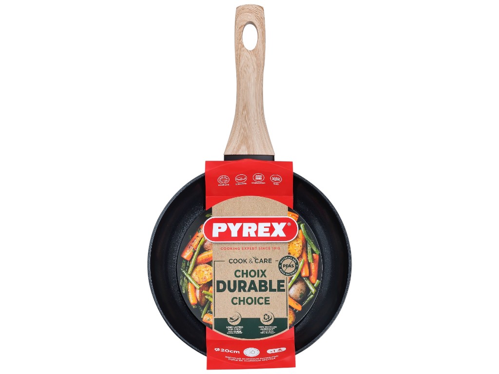 Сковорода Pyrex Cook&Care, алюминий, керамическое покрытие, 20см, цвет черный