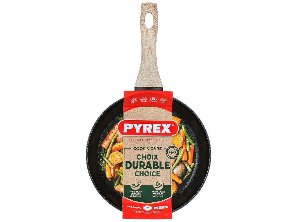 Сковорода Pyrex Cook&Care, алюминий, керамическое покрытие, 22см, цвет черный