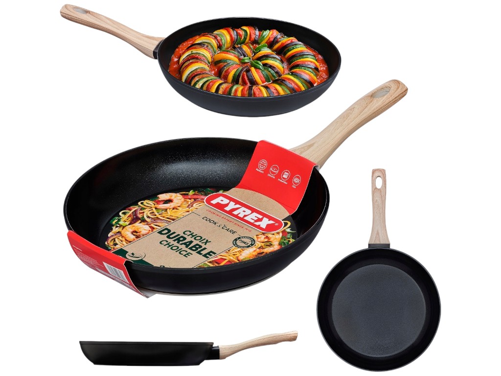 Сковорода Pyrex Cook&Care, алюминий, керамическое покрытие, 28см, цвет черный