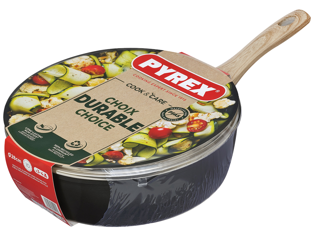 Сковорода глибока Pyrex Cook&amp;Care, алюміній, 28см, з кришкою