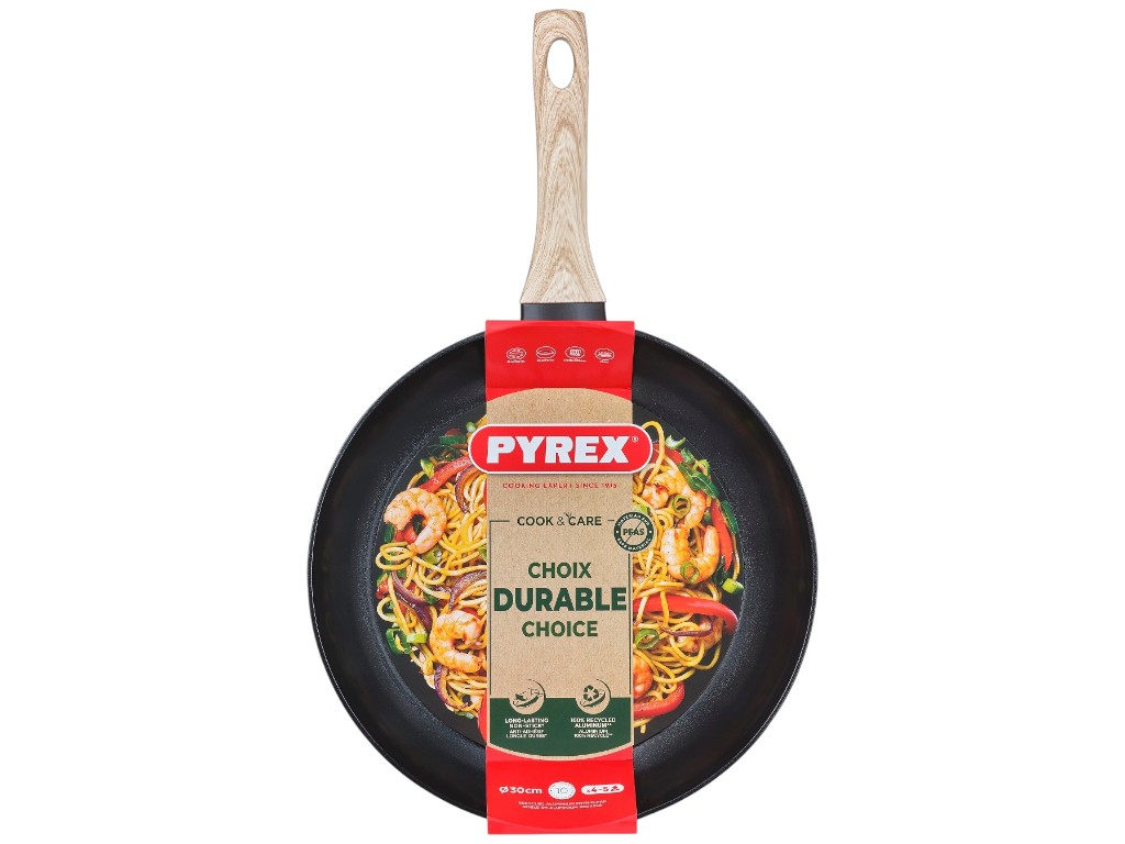 Сковорода Pyrex Cook&amp;Care, алюміній, керамічне покриття, 30см, колір чорний