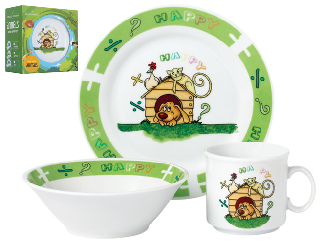 Набор посуды детской фарфор Limited Edition "Happy day 2" 3 предмета (чашка, тарелка, супник) 86164