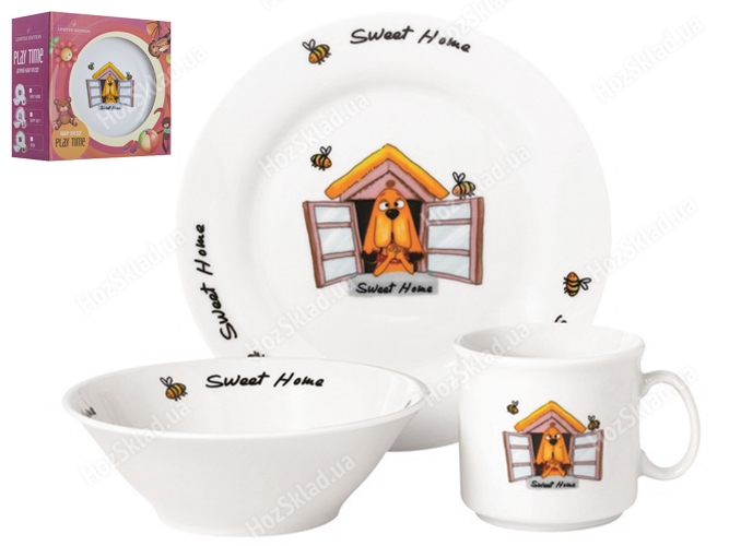 Набор посуды детской фарфор Limited Edition Sweet home 3 предм (чашка, тарелка, супник) 86126