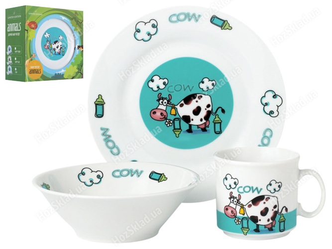 Набор посуды детской фарфор Limited Edition Cow 3 предмета (чашка, тарелка, супник) 86119