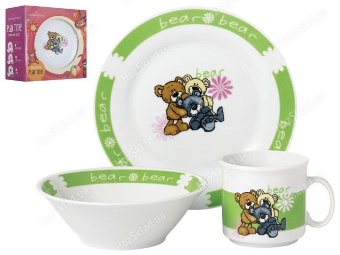Набір посуду дитячого фарфор Limited Edition Bear 3 предмети (чашка, тарілка, супник) 86157