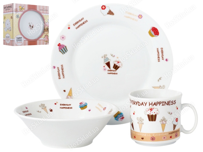 Набор посуды детской фарфор Limited Edition Sweet happiness 3 предм (чашка, тарелка, супник) 86560
