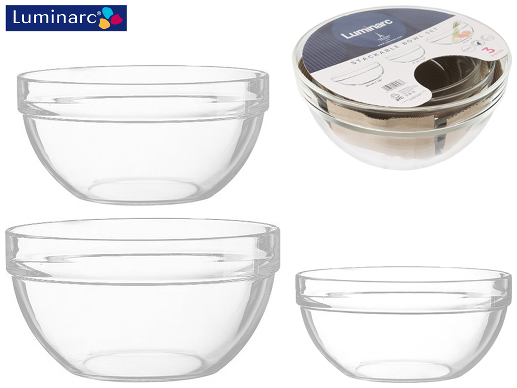 Набор салатников Luminarc Stackable 3 предмета (D17см, D20см, D23см) 53983