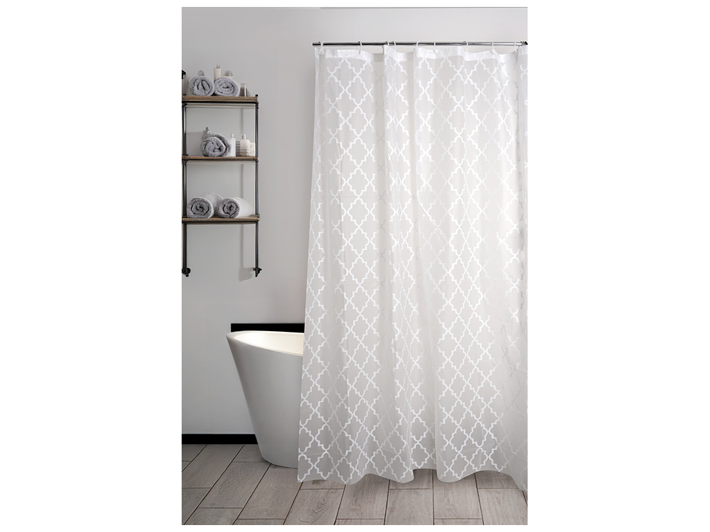 Шторка для ванной Idea Home Grey-Olympic, с крючками, 12шт, 180х200см