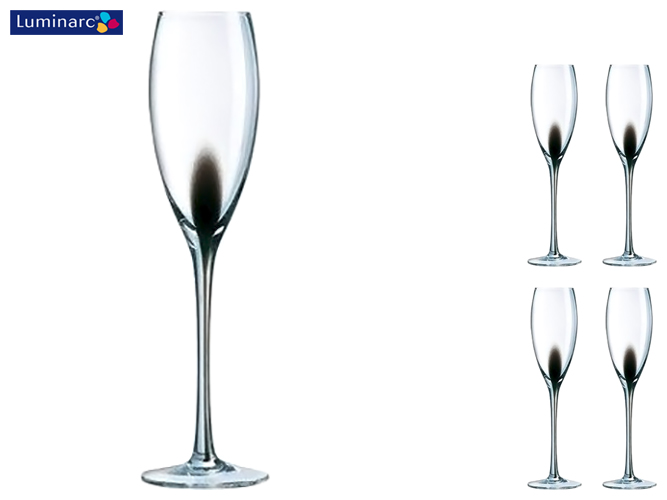 Набор бокалов Luminarc Drip black для шампанского, 220мл (цена за набор 4шт) 43570