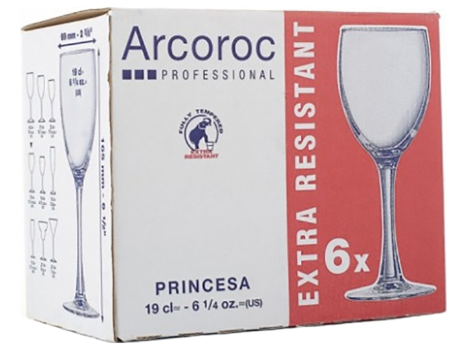 Набор бокалов для вина Arcoroc Princesa 190мл (цена за набор 6шт) 19952 J4162/19948