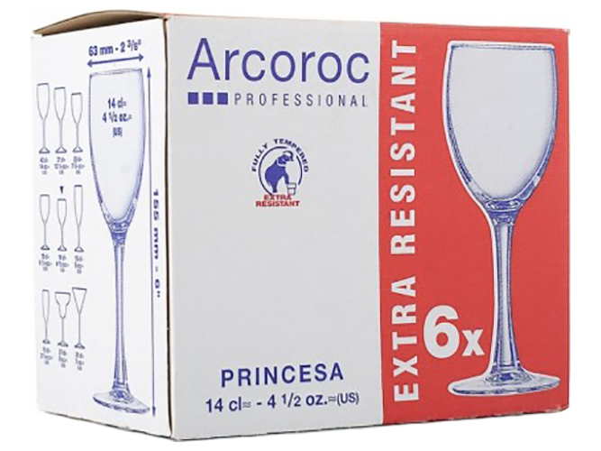 Набор бокалов для вина Arcoroc Princesa 140мл (цена за набор 6шт) 19962 J4165/19976