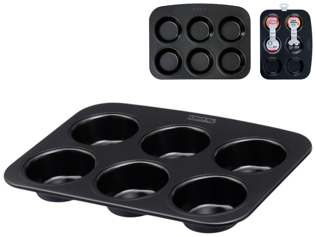 Форма для маффинов Pyrex Glide, на 6шт, углеродистая сталь, антипригарное покрытие, 27×20×3см, 7см