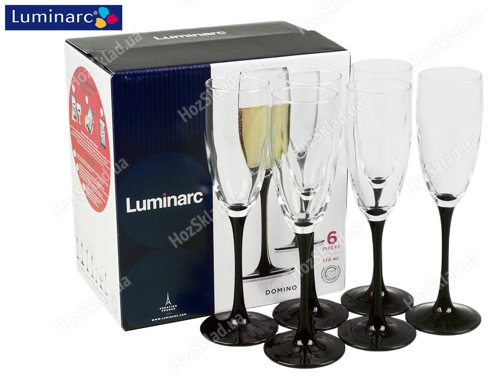 Набір келихів Luminarc Domino для шампанського 170мл (ціна за набір 6 шт) 10691