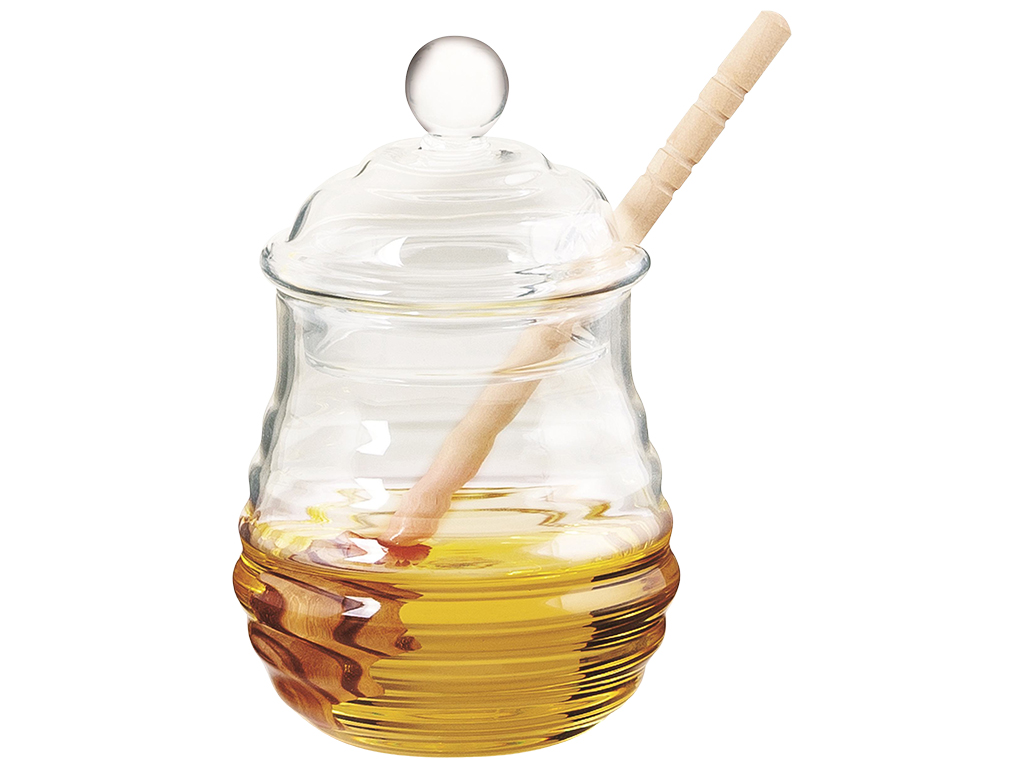 Банка для меда Viva Honey с деревянной ложкой, 280мл, в упаковке, 6900070027218