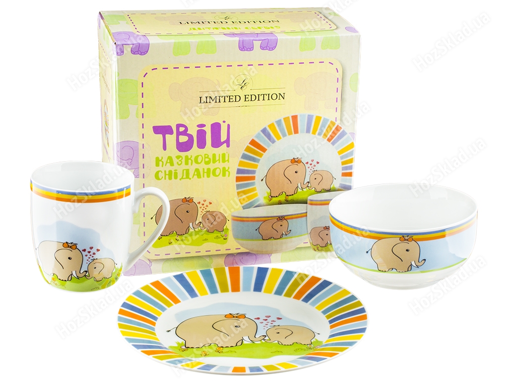 Набір посуду дит. фарфор. Limited Edition Elephants 1 3 предмети (чашка, тарілка, супник) 49919