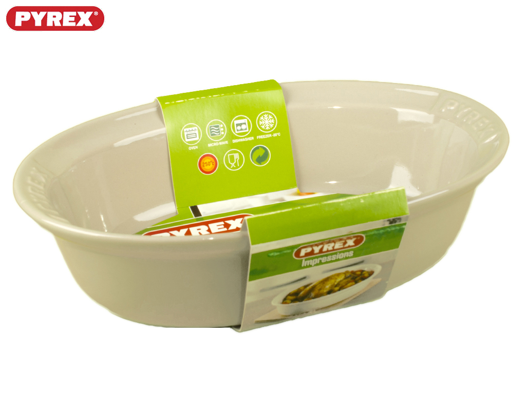 Противень керамический Pyrex "Impressions" овальный бежевый 28x20см 27113