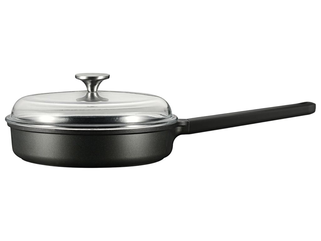 Сковорода глубокая Be Smart 26 см, алюминий, с крышкой, антипригарное покрытие, цвет чёрный