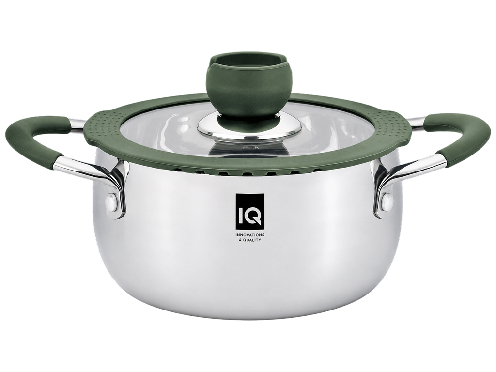 Кастрюля  Iq Be Trendy, из нержавеющей стали, с крышкой, 24 см, 6,1 л