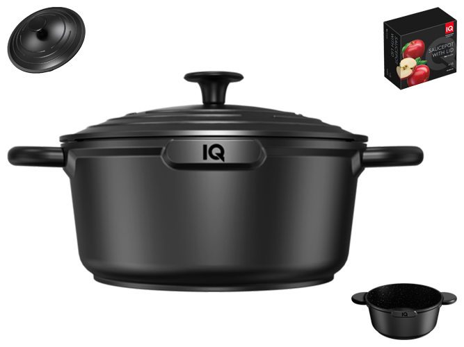 Кастрюля с крышкой, IQ Be Simple алюминиевая, 24см, 4,2л, 6900069963114