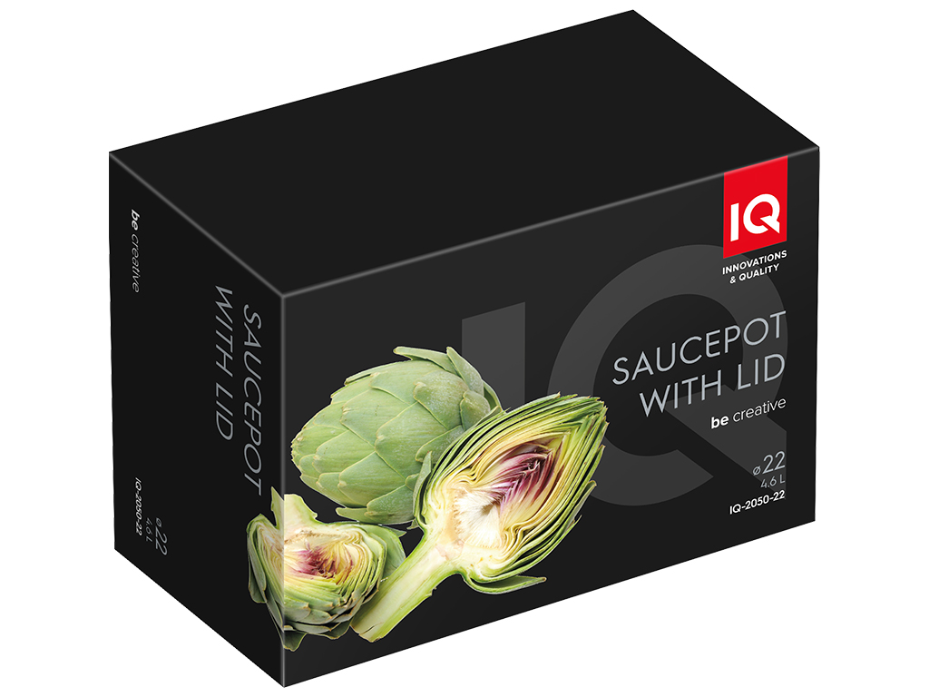 Кастрюля IQ Be Creative с крышкой, 22см, 4,6л, 6900069988636