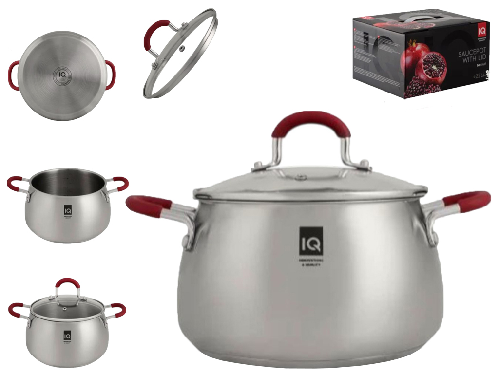 Кастрюля Iq Be Royal 4.0 л, 22 см, нержавеющая сталь, с крышкой, цвет серебристый