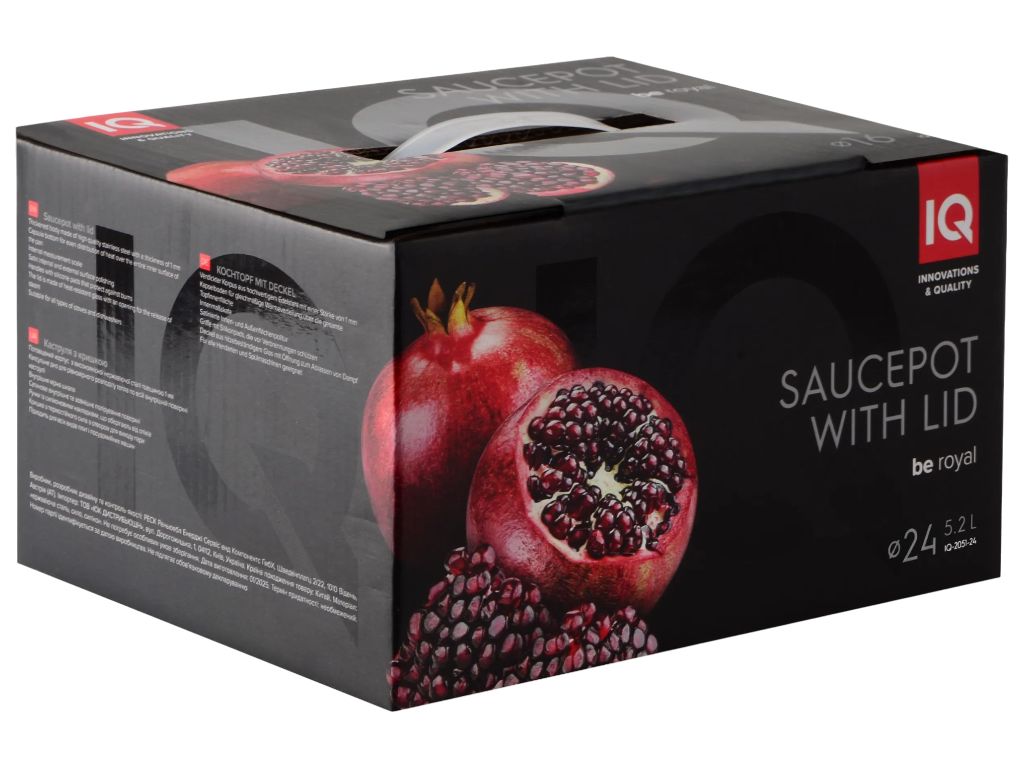 Кастрюля Iq Be Royal 5.2 л, 24 см, нержавеющая сталь, с крышкой, цвет серебристый