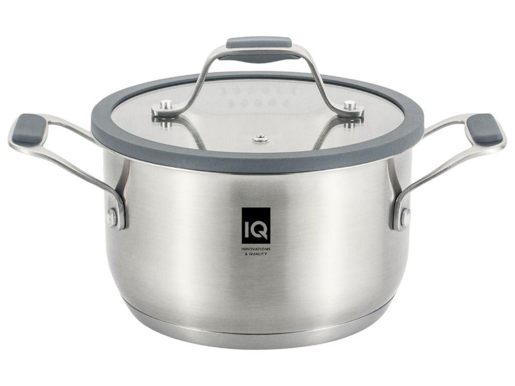 Кастрюля Iq be brave, 18 см, 2.3 л, с крышкой, цвет серый