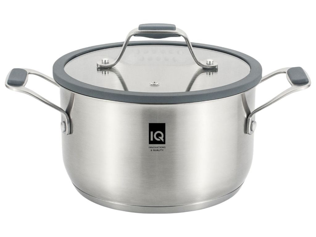 Кастрюля Iq Be Brave, 3.2 л, 20 см, с крышкой, цвет серый