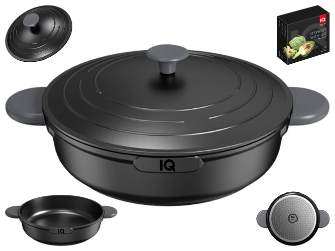 Сотейник IQ Be Creative, с двумя ручками, алюминиевый, 28см, 4л, с крышкой, 6900069962971