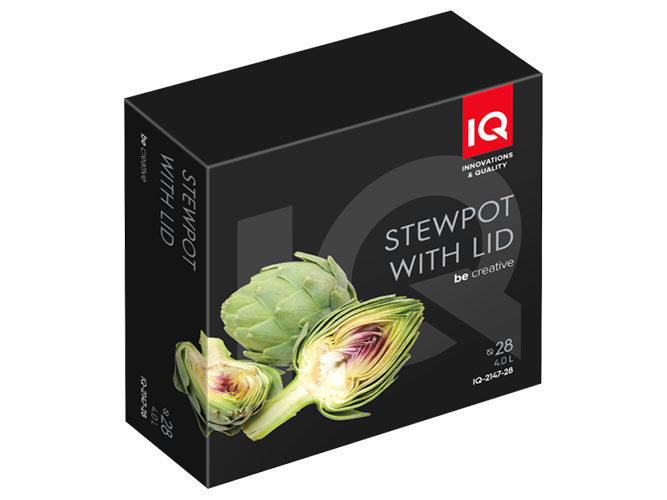 Сотейник IQ Be Creative, с двумя ручками, алюминиевый, 28см, 4л, с крышкой, 6900069962971