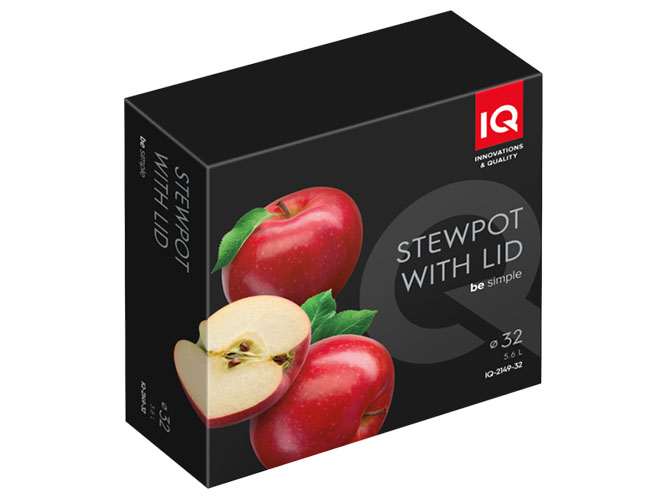 Сотейник IQ Be Simple, с двумя ручками, алюминиевый, 32см, 5,6л, с крышкой, 6900069963145