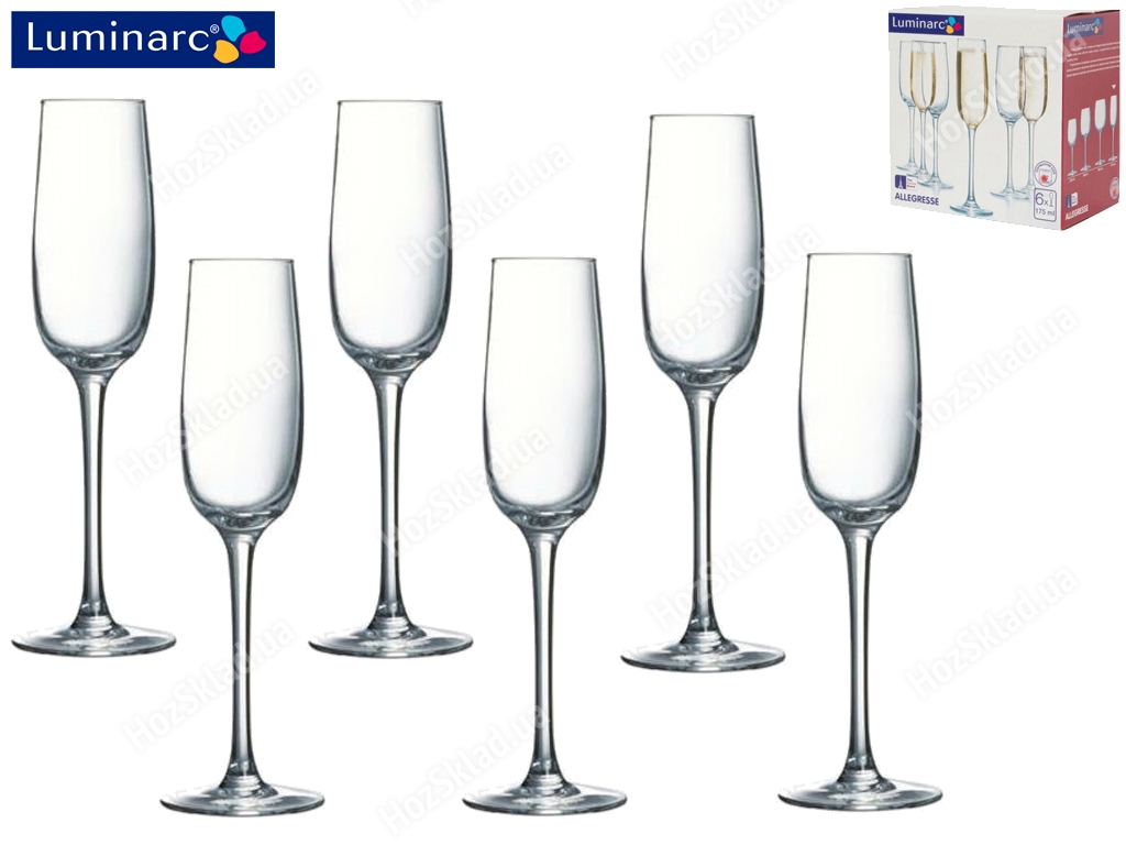 Набор бокалов Luminarc Allegresse для шампанского 175мл (цена за набор 6 шт) 17003