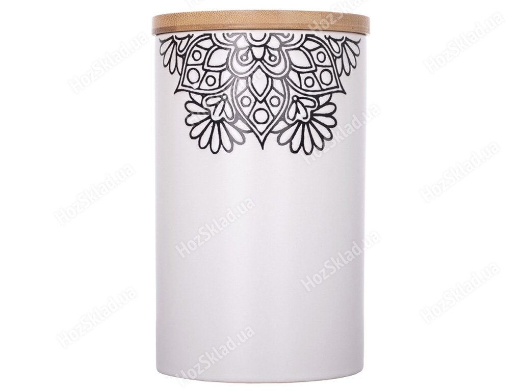 Банка Limited Edition Kora керамическа с крышкой из бамбука, 700мл (цвет белый) 6900065315580