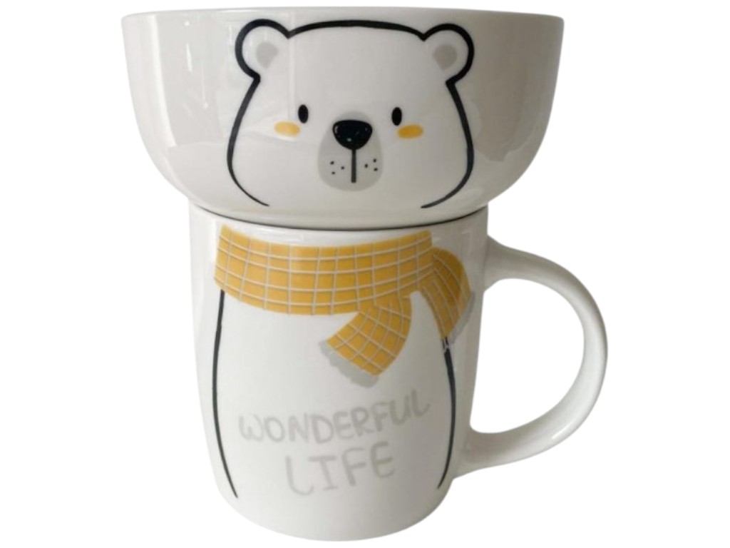 Набор посуды детский Limited Edition Happy Bear, чашка, пиала, фарфор, цвет белый (цена за 2 пред)