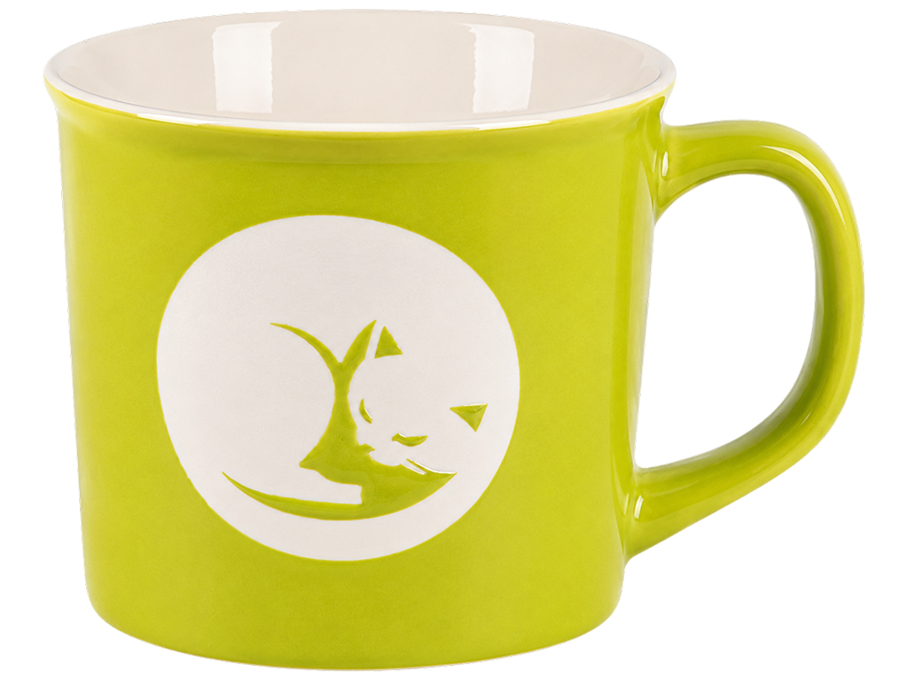 Чашка Limited Edition Cozy Cat, фарфор, 370мл, цвет зеленый с рисунком