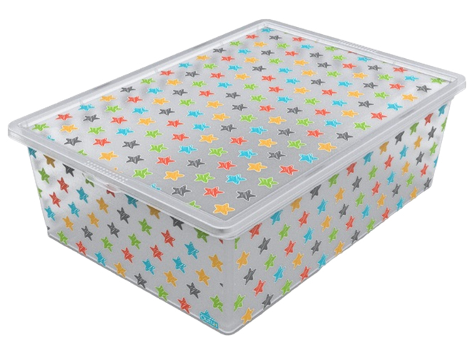 Контейнер Qutu Light Box с крышкой Colored Stars, 25л