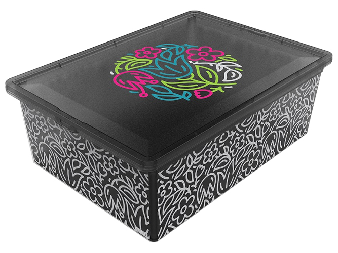 Контейнер пластиковый с крышкой Qutu Light Box, Fluorescent Grey, 25л