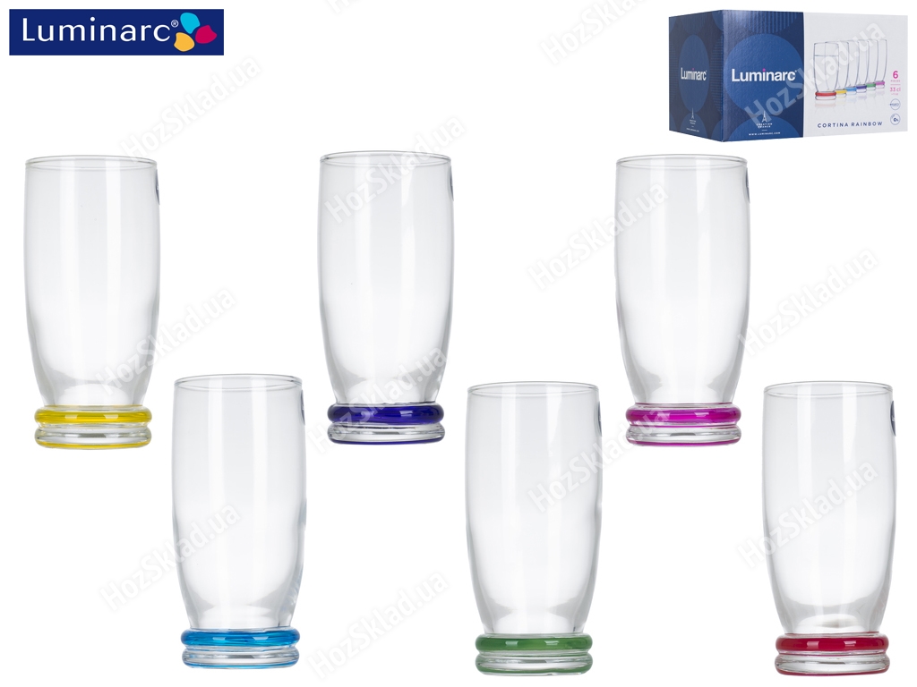 Набір склянок Luminarc Cortina Rainbow високих 330мл (ціна за набір 6шт) J3138 04098