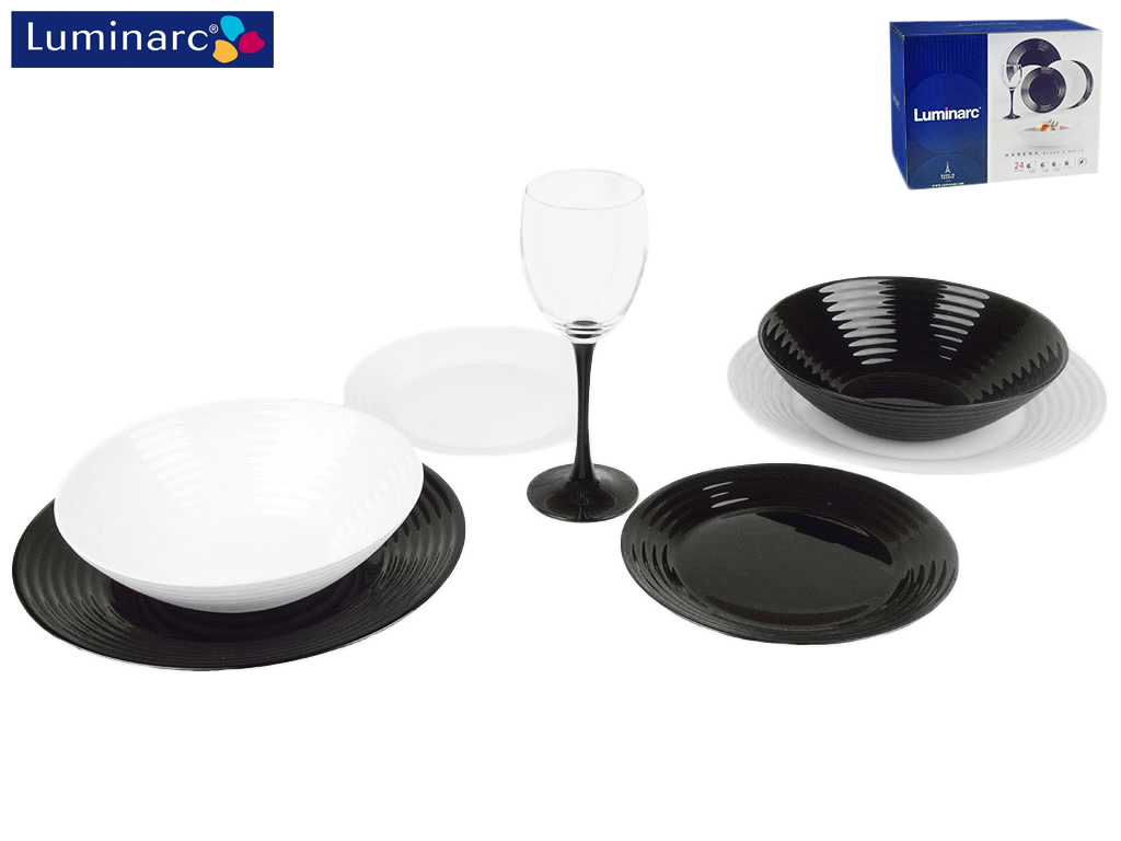 Сервиз столовый Luminarc "Harena Black&White" 24 предмета 20962