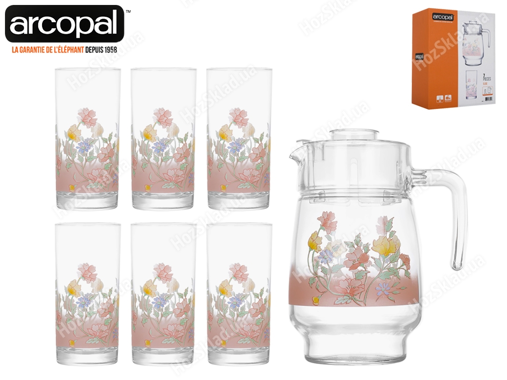 Набір для напоїв Arcopal Elise графин 1,6л і 6 склянок 270мл (ціна за 7 предметів) 30206