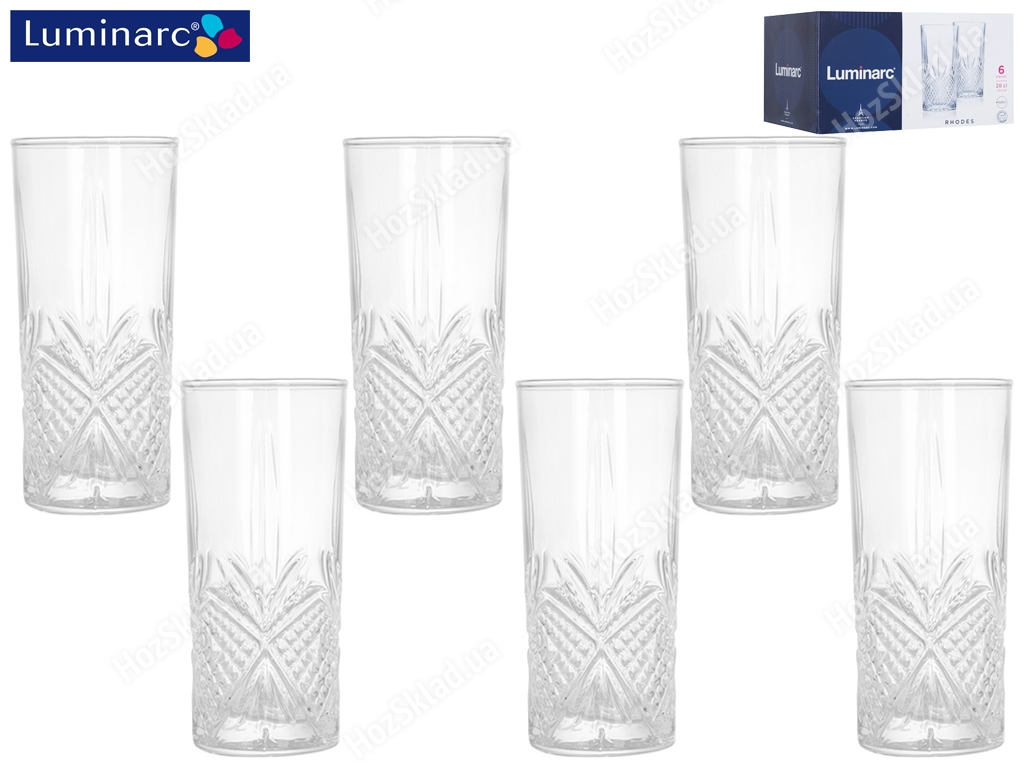 Набір склянок Luminarc Rhodes високих 280мл (ціна за набір 6шт) 71188