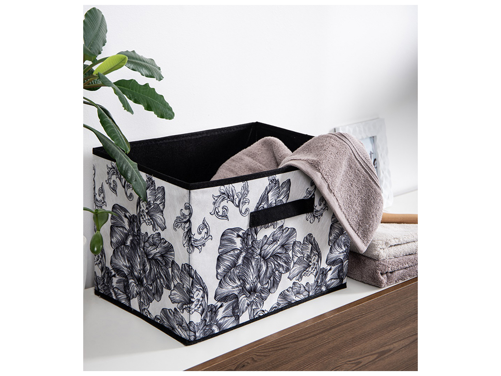 Корзина Idea Home Anthracite Flowers, прямокутна, 38x27x27см, 6900070585497
