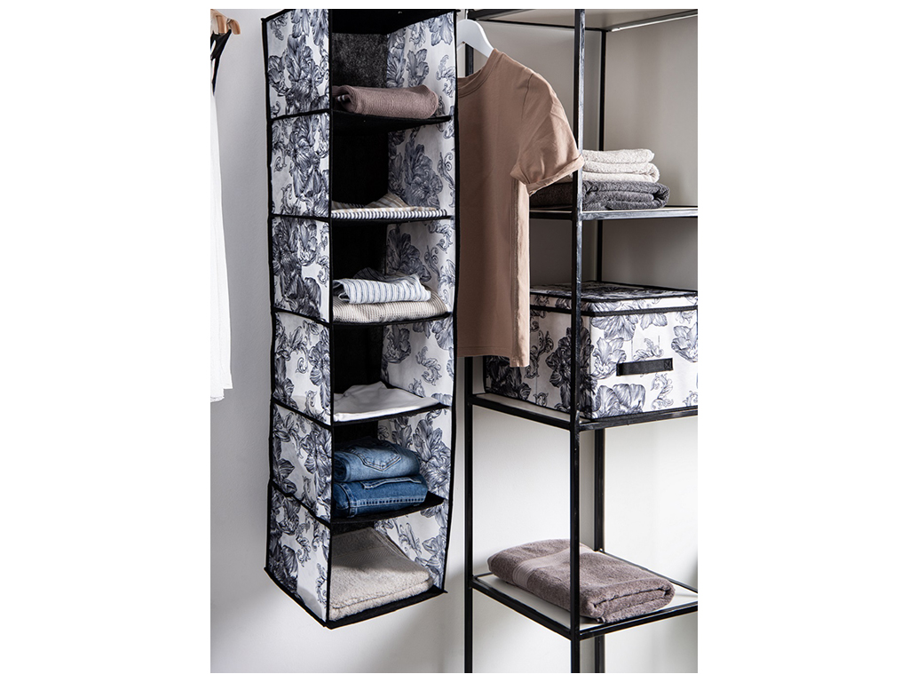 Органайзер підвісний Idea Home Anthracite Flowers, 6 комірок, 28x28x112см, 6900070585527