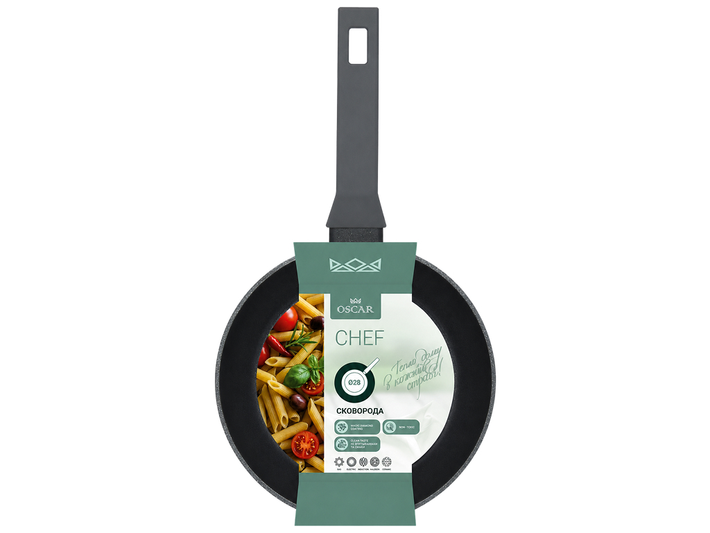 Сковорода Oscar Chef, кованый алюминий, 28см, цвет черный