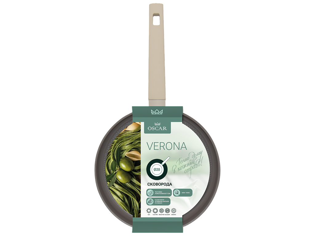 Сковорода Oscar Verona, кованый алюминий, 28см, цвет бежевый