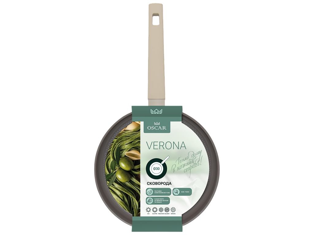 Сковорода Oscar Verona, кованый алюминий, 30см, цвет бежевый
