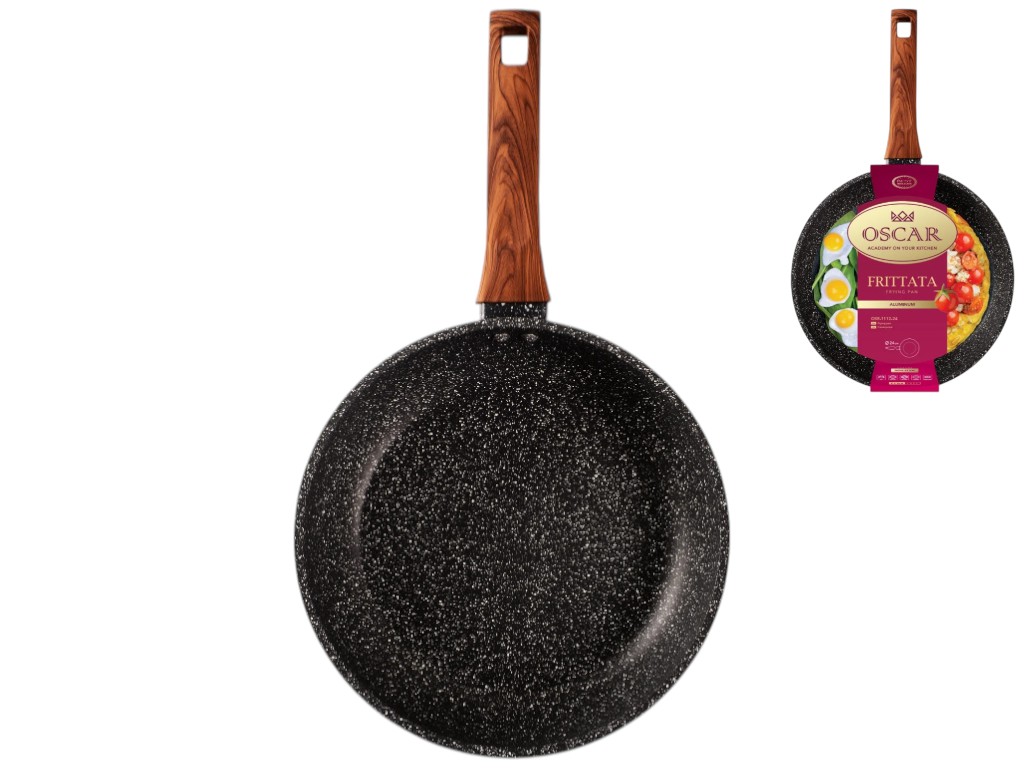 Сковорода класична Oscar Frittata, мармурове покриття, алюміній, 26см, сірий колір